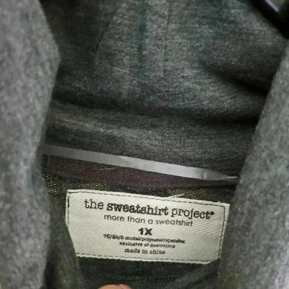 SWEATSHIRT PROJECT GRAY BUTTONED SLEEVES SIZE 1X - Picture 4 of 13
